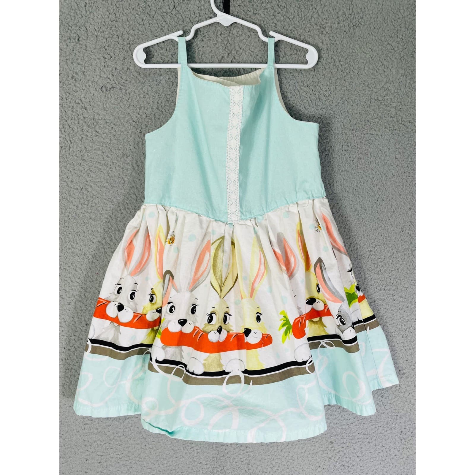 Handmade Easter Bunny Rabbit Dress Girls Size 7 Spring Holiday Cute Boutique - Thumbnail 3