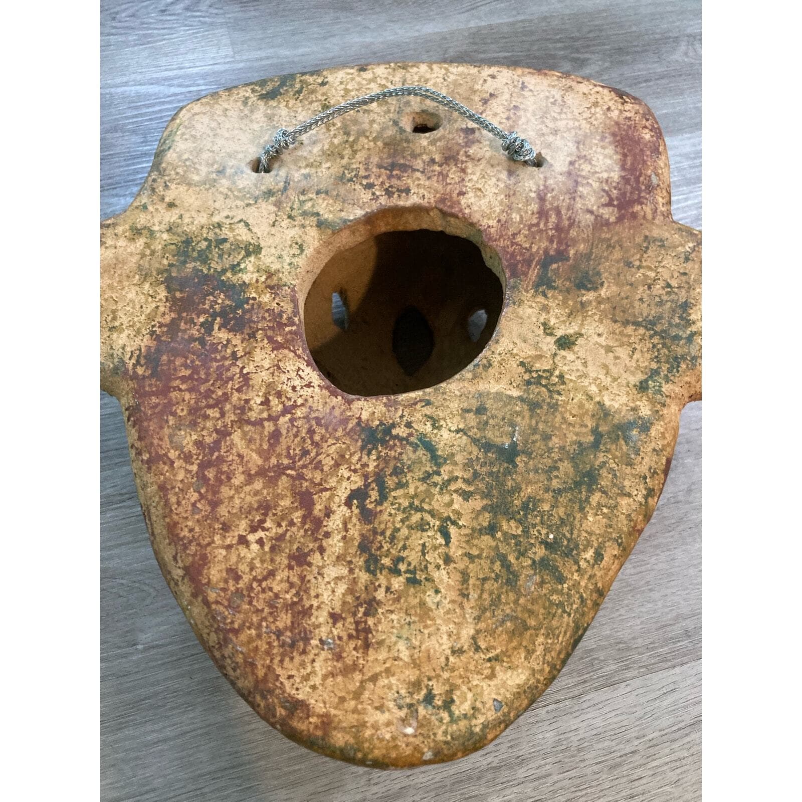Vintage Rustic Stoneware Tribal Face Wall Mask 16" Ceramic Sculpture Decor Art - Thumbnail 12