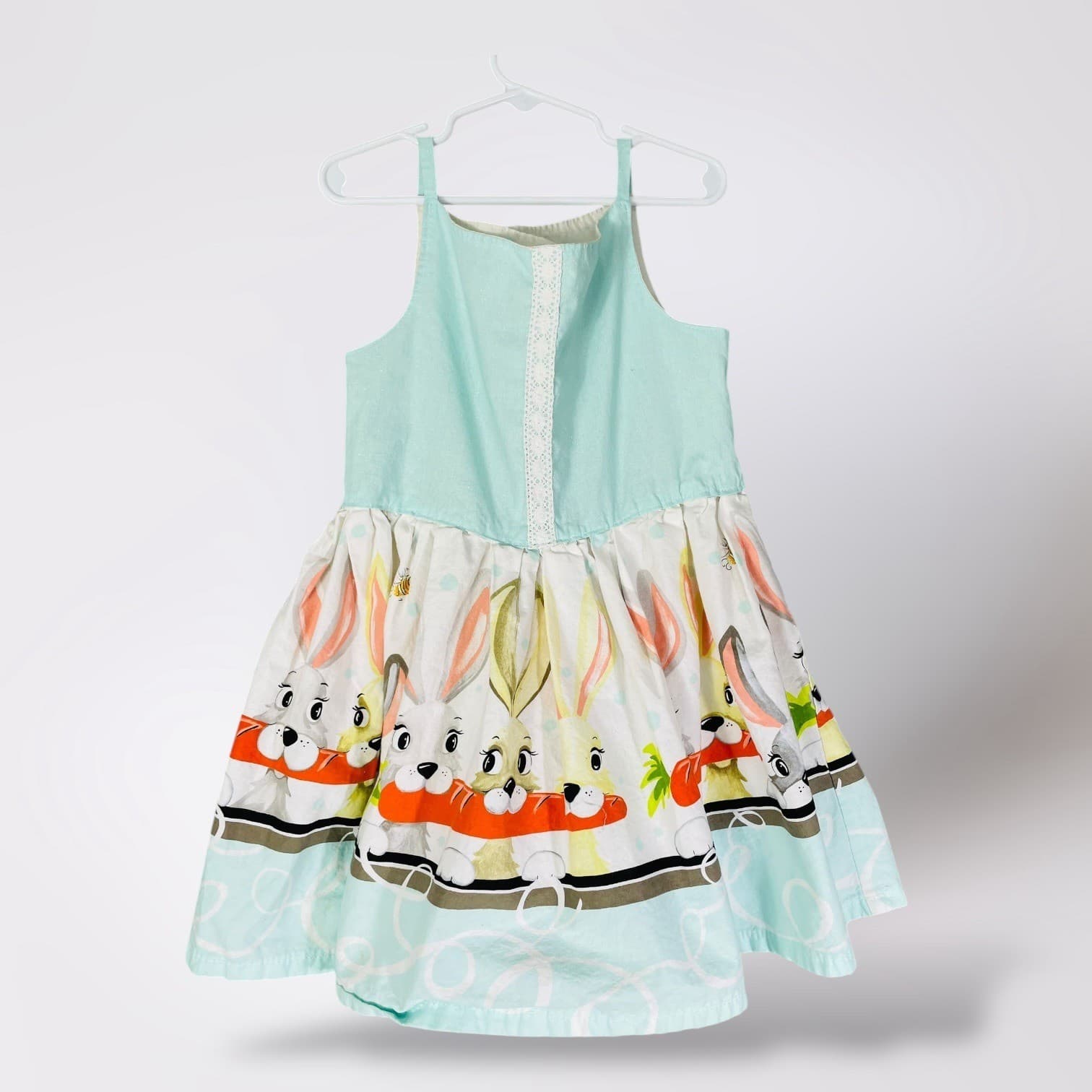 Handmade Easter Bunny Rabbit Dress Girls Size 7 Spring Holiday Cute Boutique - Thumbnail 2