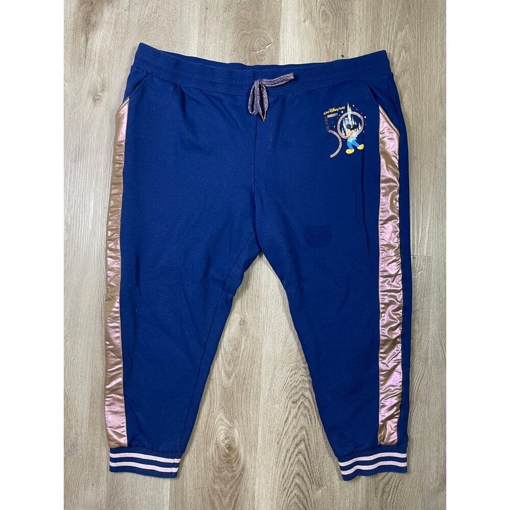 Walt Disney World 50th Anniversary Mickey Jogger Pants 2X Blue Earidescent WDW - Thumbnail 2