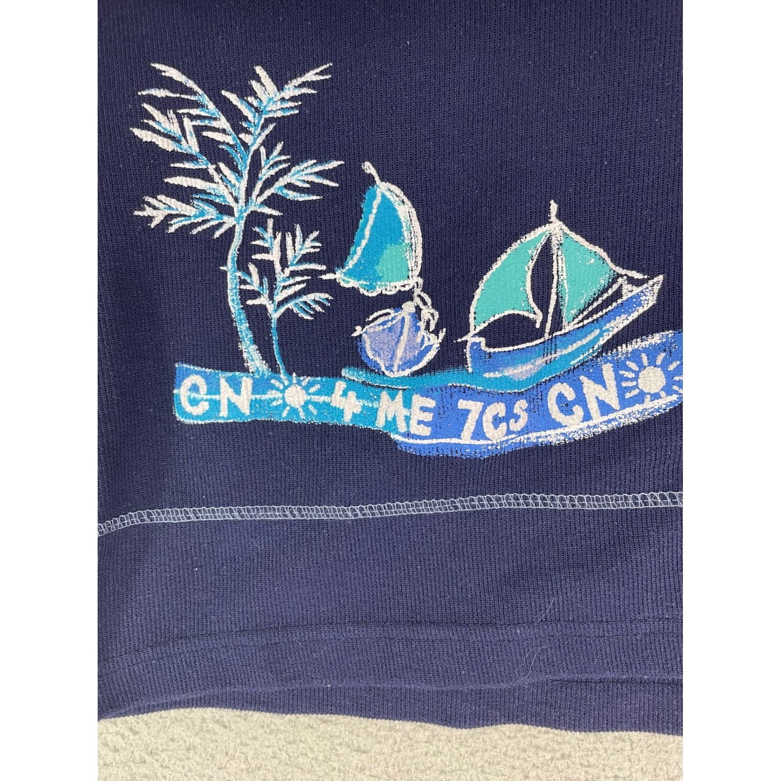 Nautical Sailboat Embroidered Shirt Womens L Navy Coastal Beach Button Top - Thumbnail 9