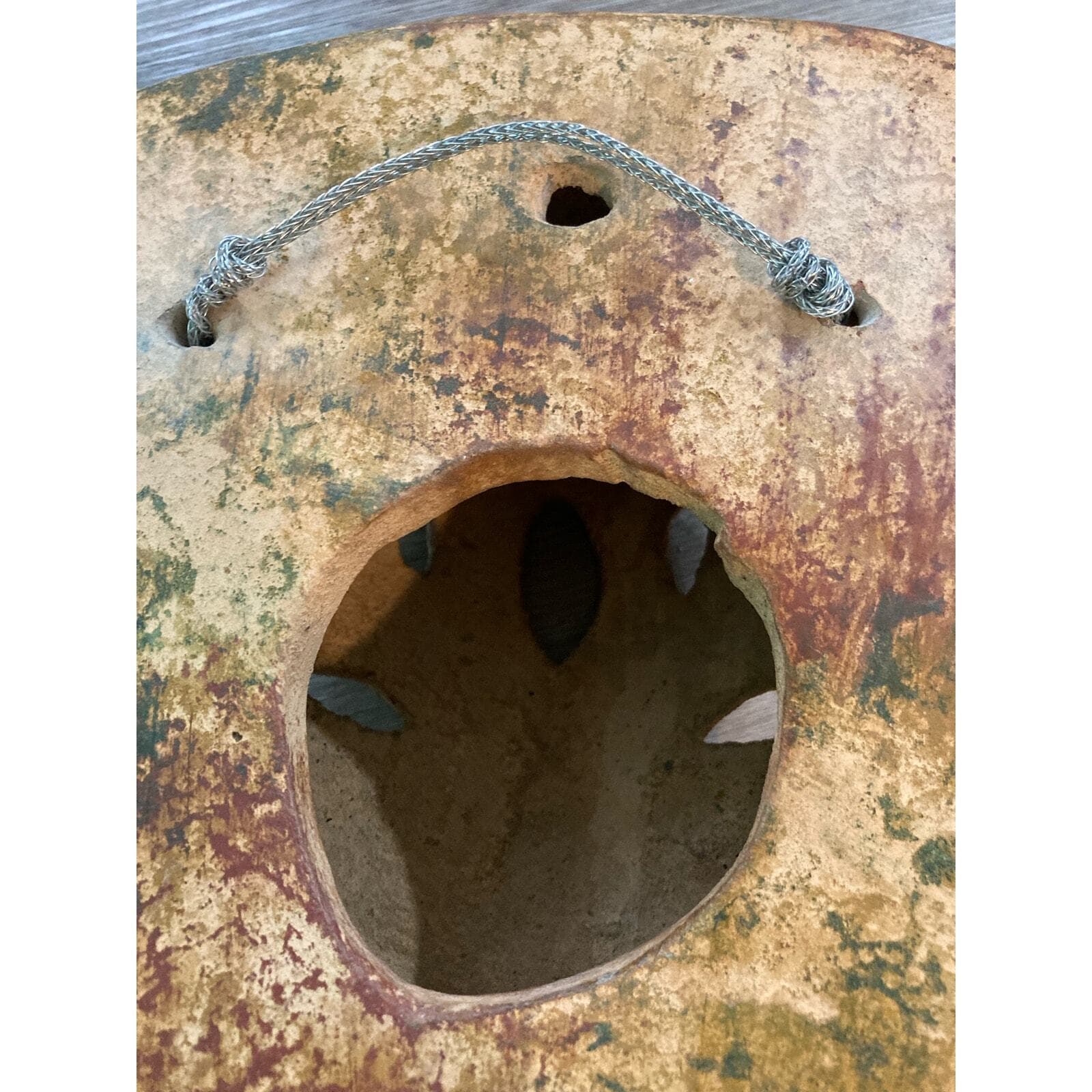 Vintage Rustic Stoneware Tribal Face Wall Mask 16" Ceramic Sculpture Decor Art - Thumbnail 7