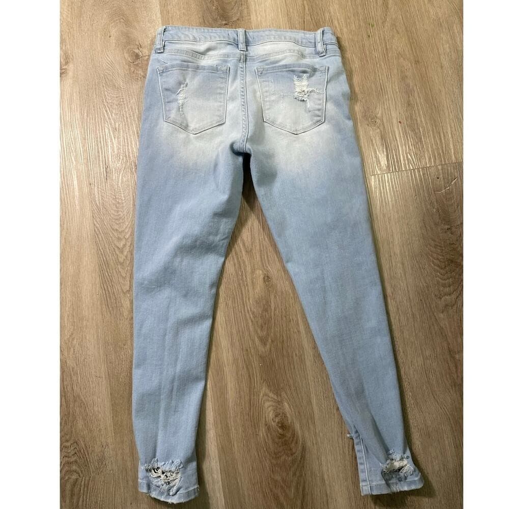 Fashion Nova Distressed Skinny Jeans 7 Women Light Wash Ripped Torn Stretch - Thumbnail 9