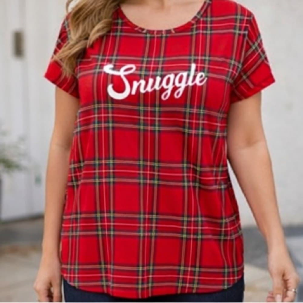 Joyspun Women's Red Plaid Snuggle Nightgown Pajama Shirt Size Small Soft Lounge