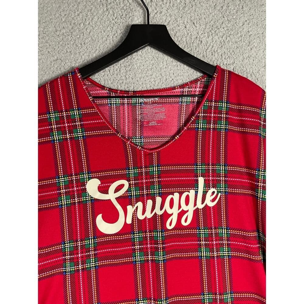 Joyspun Women's Red Plaid Snuggle Nightgown Pajama Shirt Size Small Soft Lounge - Thumbnail 4