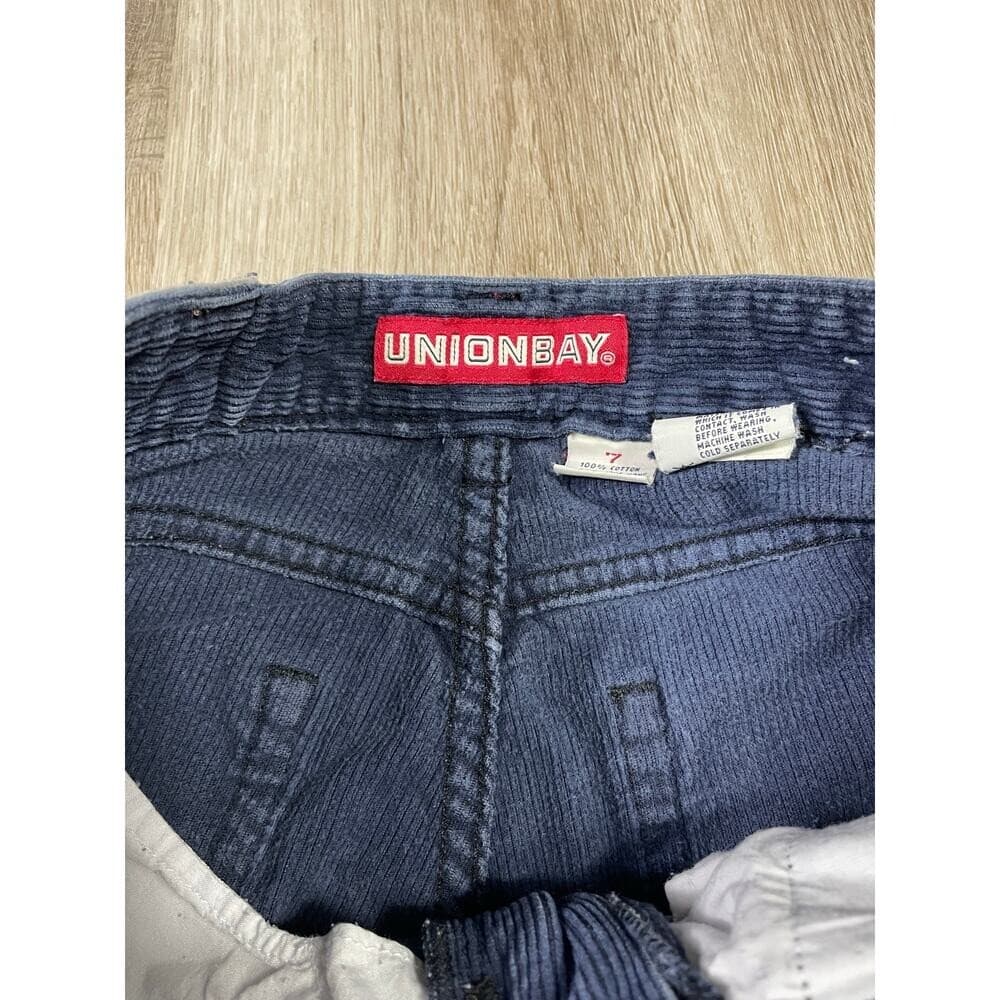 Unionbay Corduroy Pants Womens 7 Blue Wide Leg Y2K Grunge Cut Hem Jeans - Thumbnail 7