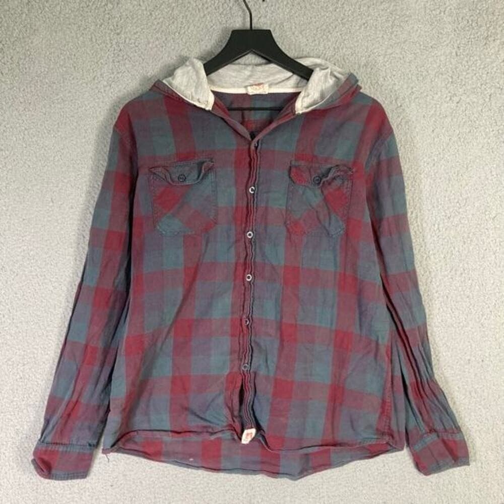 Vintage Body Glove Plaid Hoodie Mens XL Thermal Lined Surf Skate Grunge Y2K - Thumbnail 5