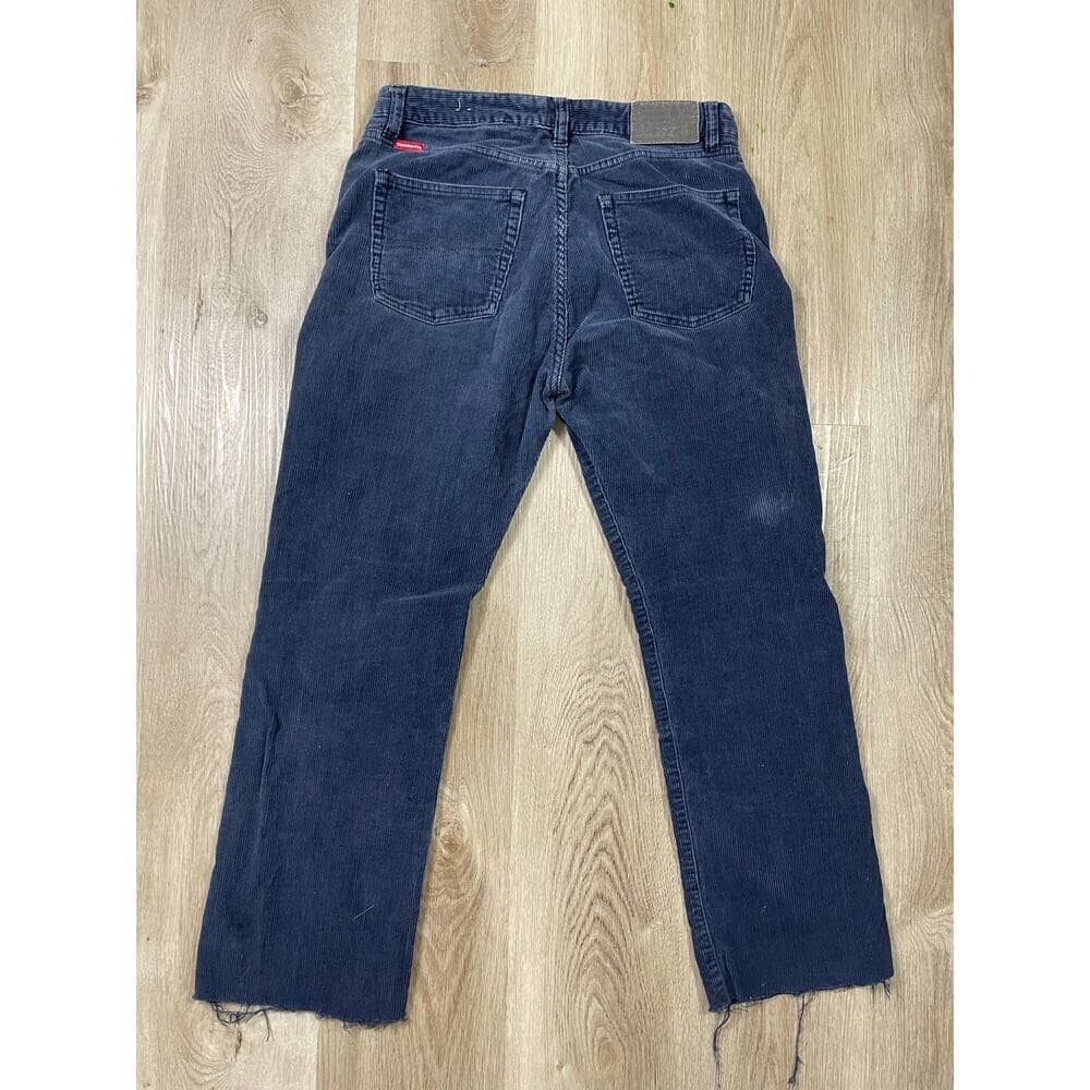 Unionbay Corduroy Pants Womens 7 Blue Wide Leg Y2K Grunge Cut Hem Jeans - Thumbnail 11