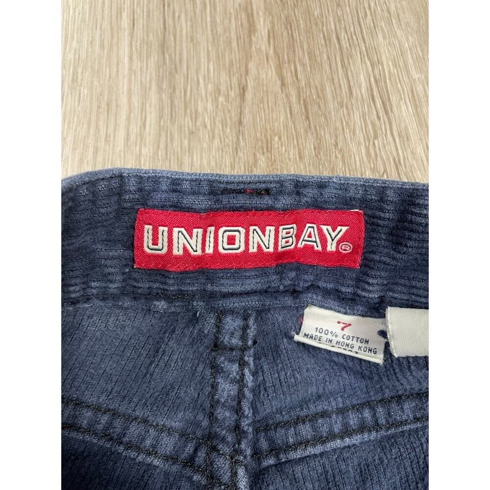 Unionbay Corduroy Pants Womens 7 Blue Wide Leg Y2K Grunge Cut Hem Jeans - Thumbnail 8