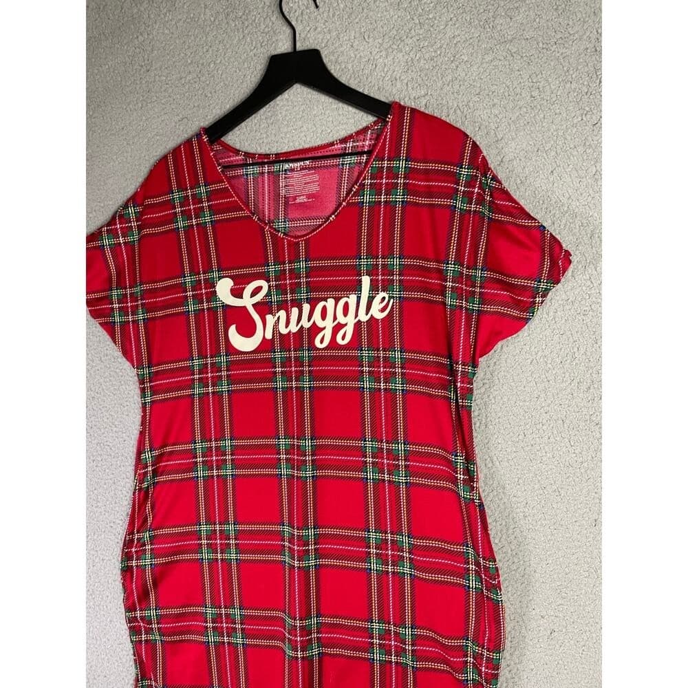 Joyspun Women's Red Plaid Snuggle Nightgown Pajama Shirt Size Small Soft Lounge - Thumbnail 8