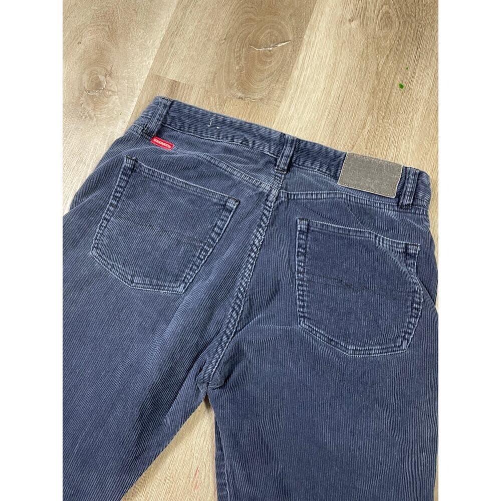 Unionbay Corduroy Pants Womens 7 Blue Wide Leg Y2K Grunge Cut Hem Jeans - Thumbnail 12