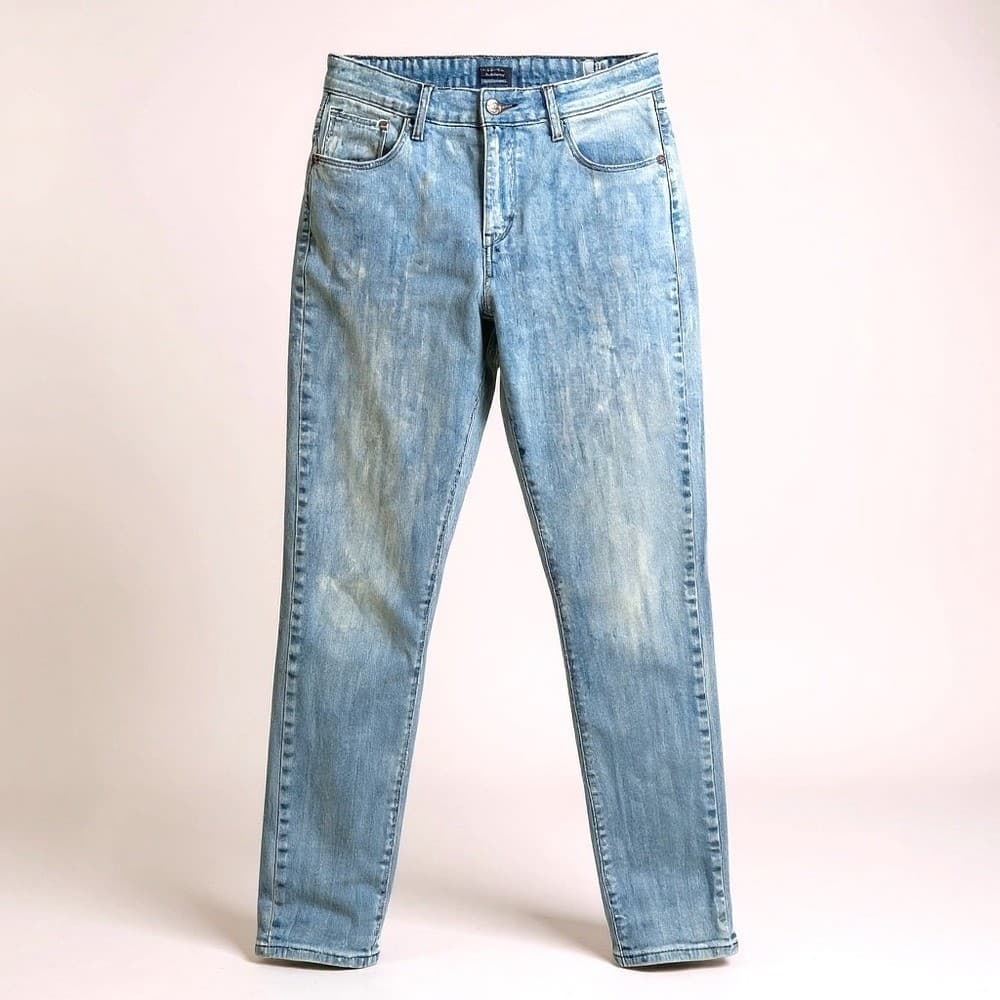 Levi's Classic Straight Jeans 28 Women Light Wash Thrashed Bleach Stain Dye - Thumbnail 2