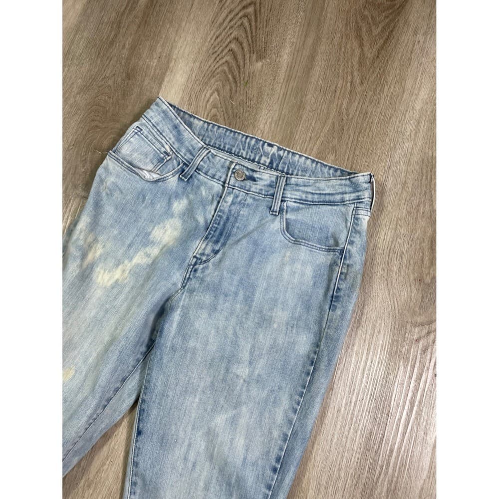 Levi's Classic Straight Jeans 28 Women Light Wash Thrashed Bleach Stain Dye - Thumbnail 6