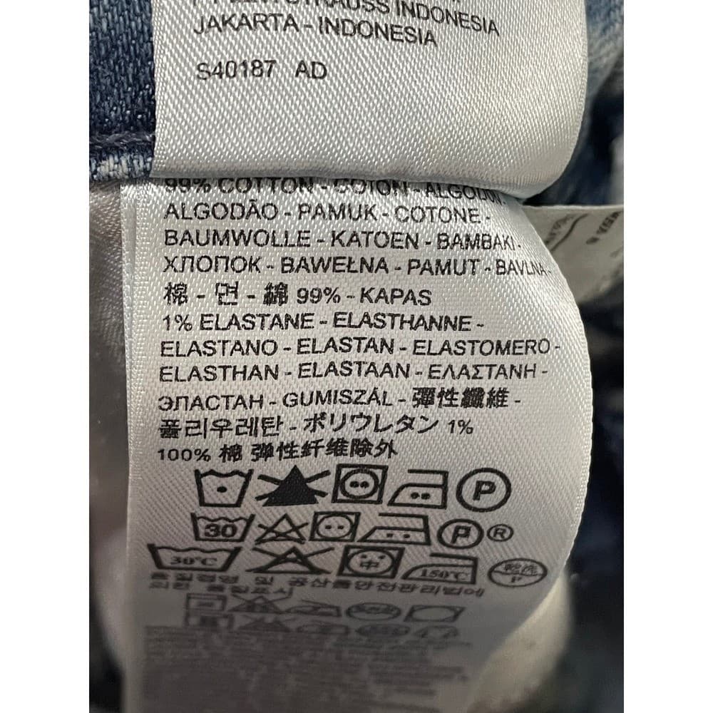 Levi's Classic Straight Jeans 28 Women Light Wash Thrashed Bleach Stain Dye - Thumbnail 3