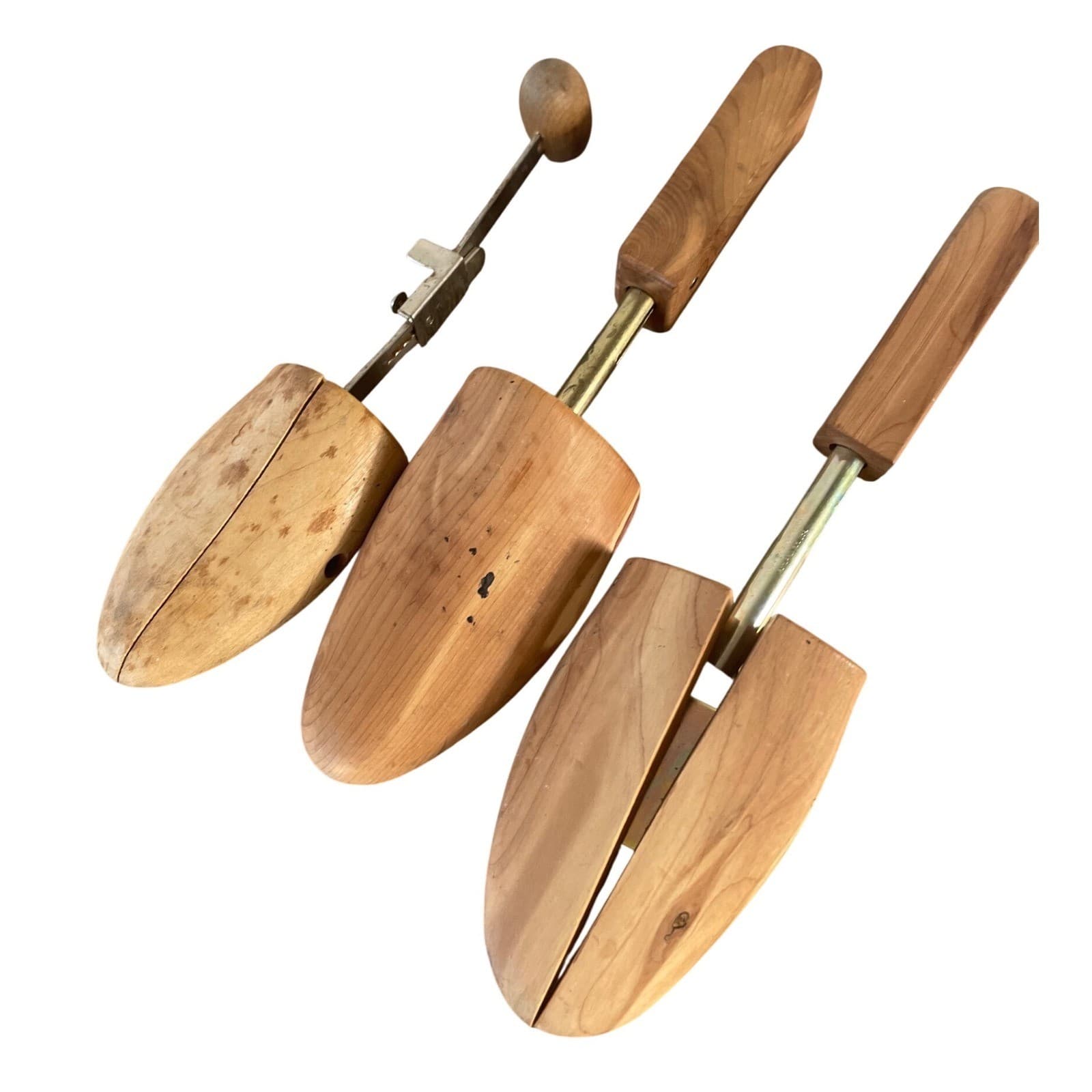 Vintage Wooden Shoe Trees Pair Adjustable Split Toe Shoe Stretchers Forms