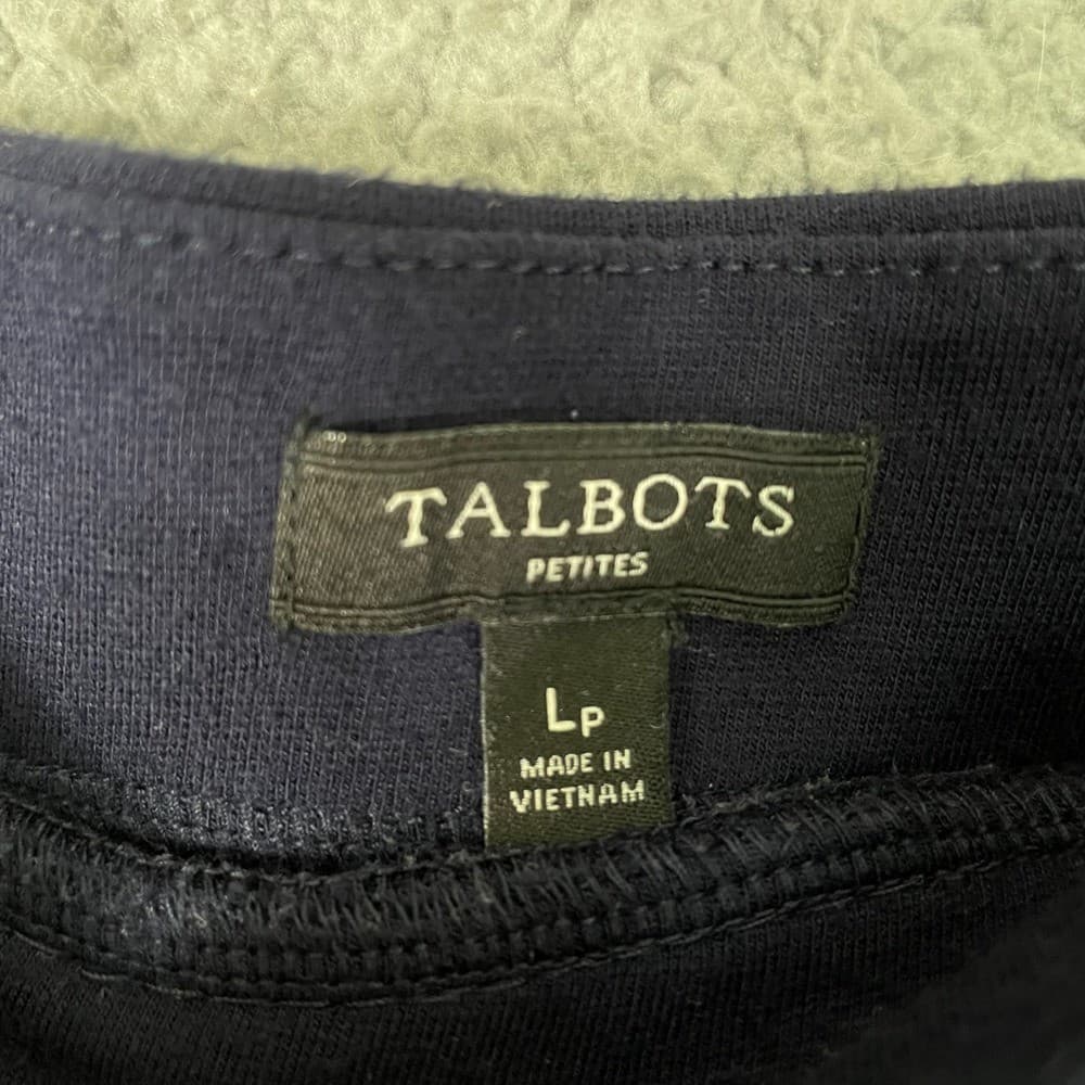 Talbots Petites A-Line Midi Skirt Navy Blue Women's L Classic Office Work - Thumbnail 3