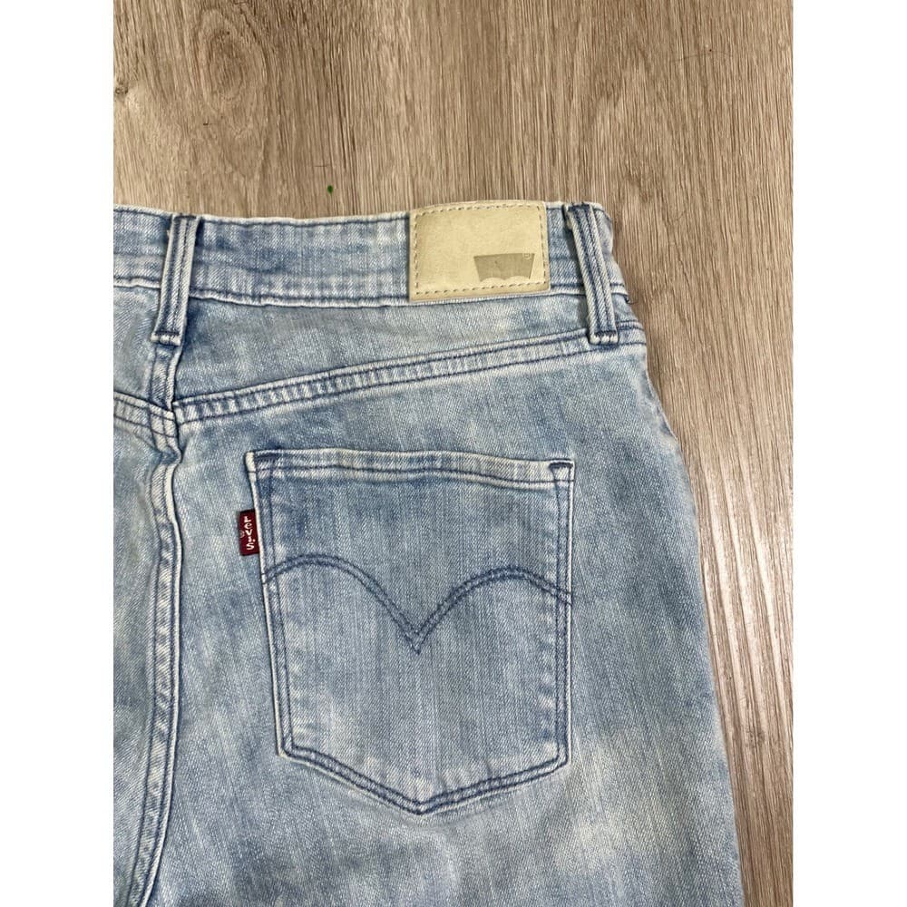 Levi's Classic Straight Jeans 28 Women Light Wash Thrashed Bleach Stain Dye - Thumbnail 9
