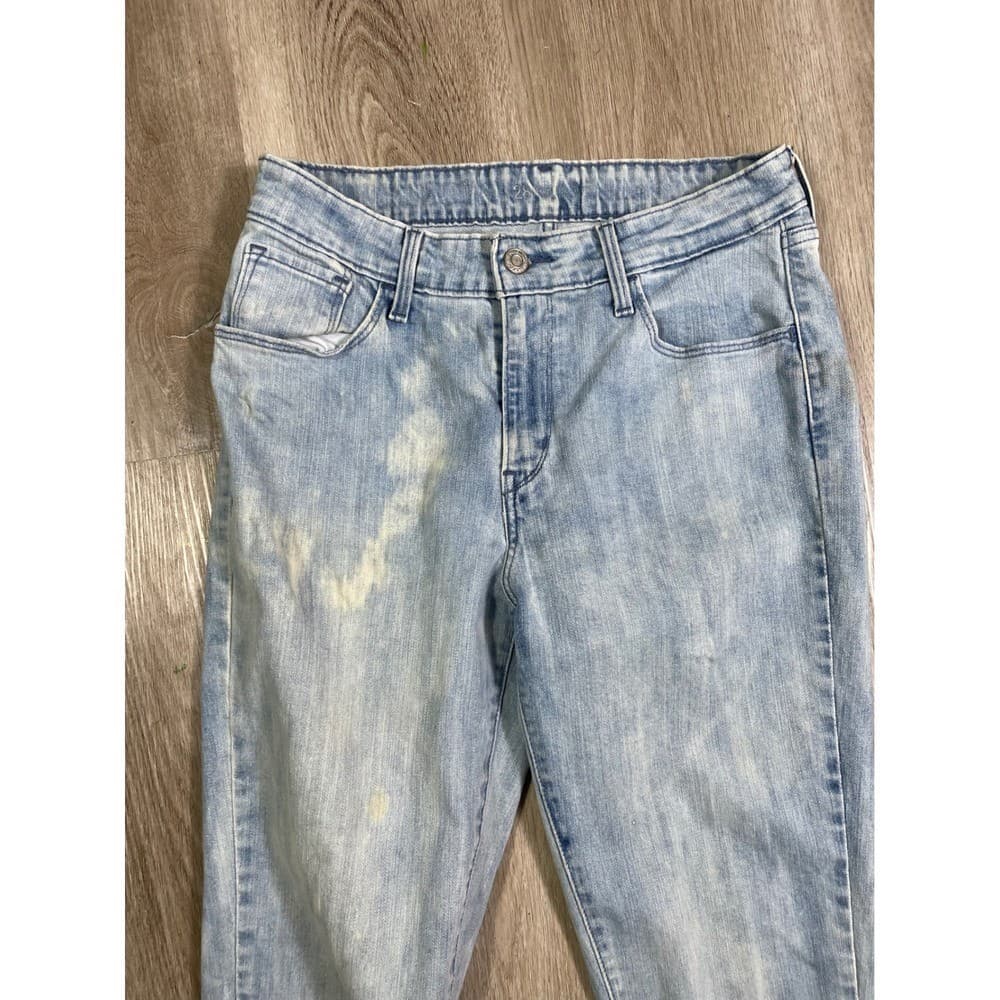 Levi's Classic Straight Jeans 28 Women Light Wash Thrashed Bleach Stain Dye - Thumbnail 4
