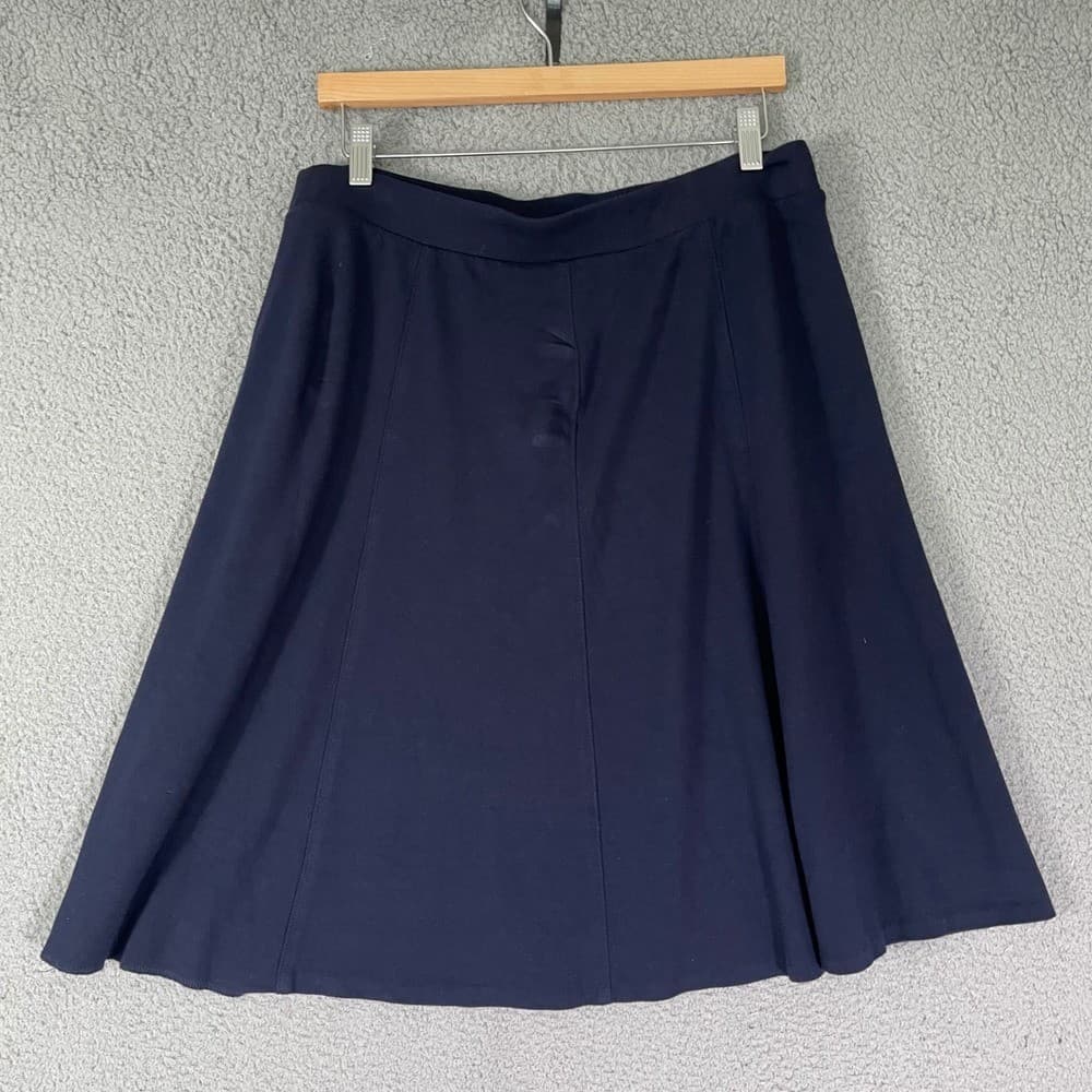 Talbots Petites A-Line Midi Skirt Navy Blue Women's L Classic Office Work - Thumbnail 9