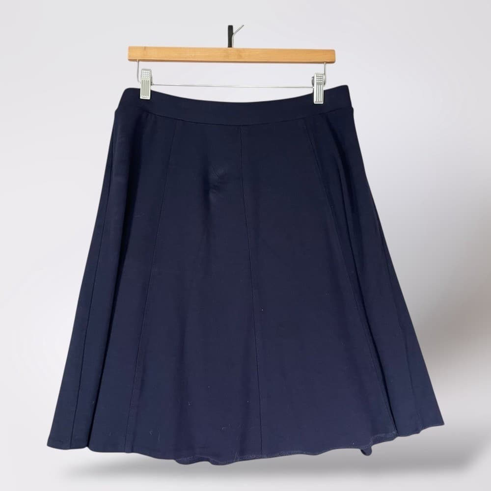 Talbots Petites A-Line Midi Skirt Navy Blue Women's L Classic Office Work - Thumbnail 2