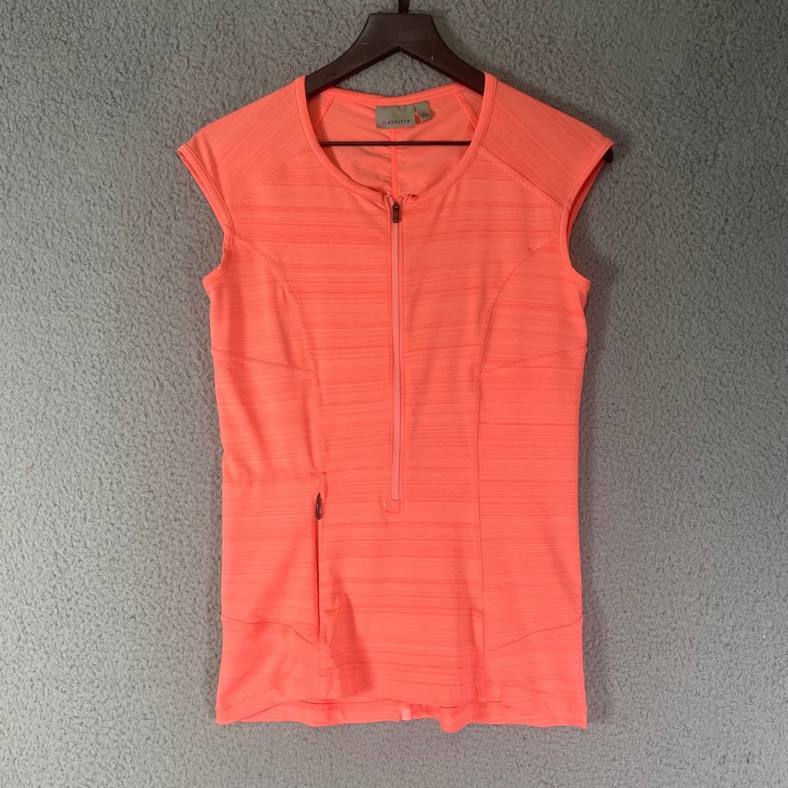 Athleta Pacifika Tank Womens S Coral Pink UPF 50 Zip Athletic Running Top - Thumbnail 3