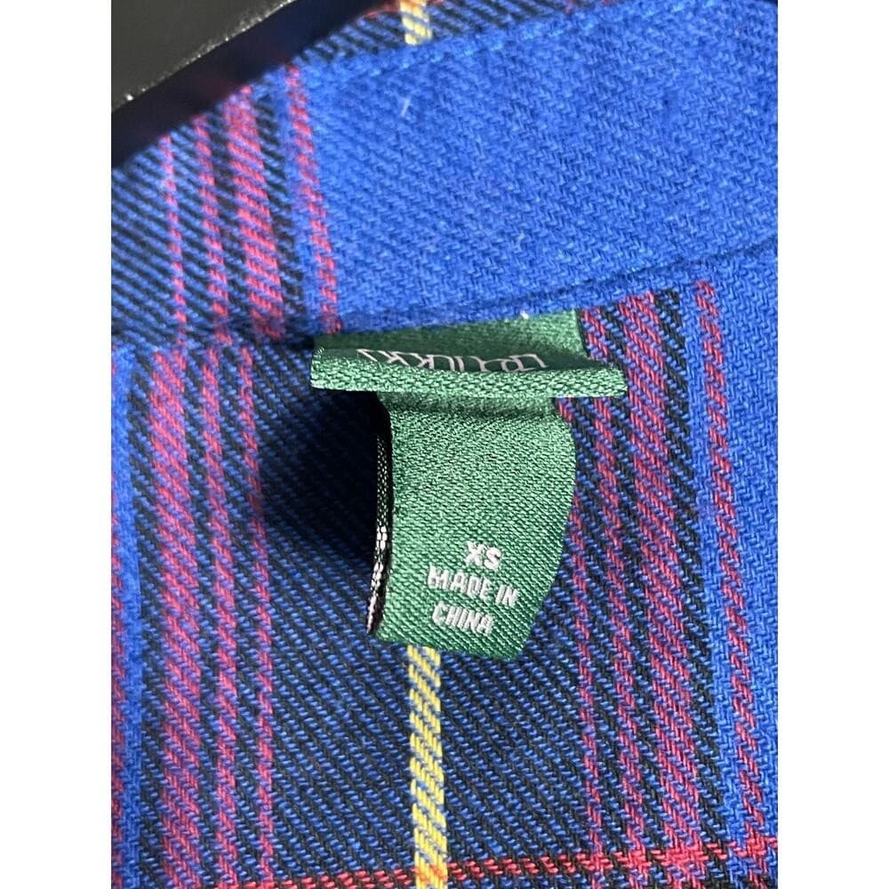 Wild Fable Women XS Blue Plaid Flannel Shirt Oversized Grunge Button Up - Thumbnail 4