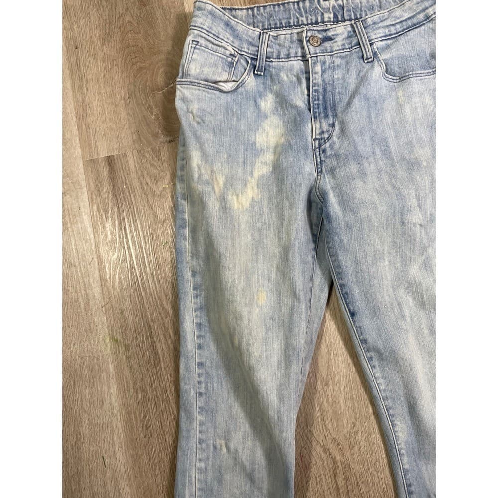 Levi's Classic Straight Jeans 28 Women Light Wash Thrashed Bleach Stain Dye - Thumbnail 5