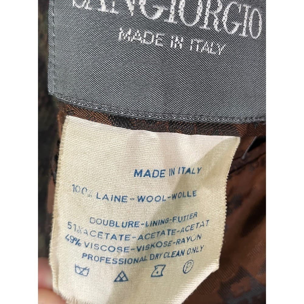 Vintage San Giorgio Wool Blazer Jacket Made in Italy Mens Brown Plaid - Thumbnail 4