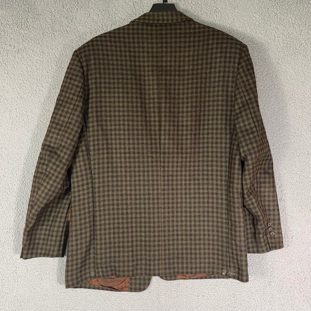 Vintage San Giorgio Wool Blazer Jacket Made in Italy Mens Brown Plaid - Thumbnail 7