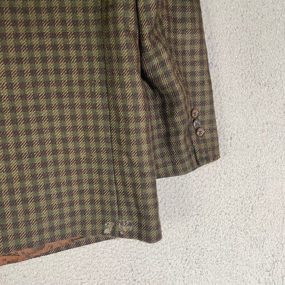 Vintage San Giorgio Wool Blazer Jacket Made in Italy Mens Brown Plaid - Thumbnail 13