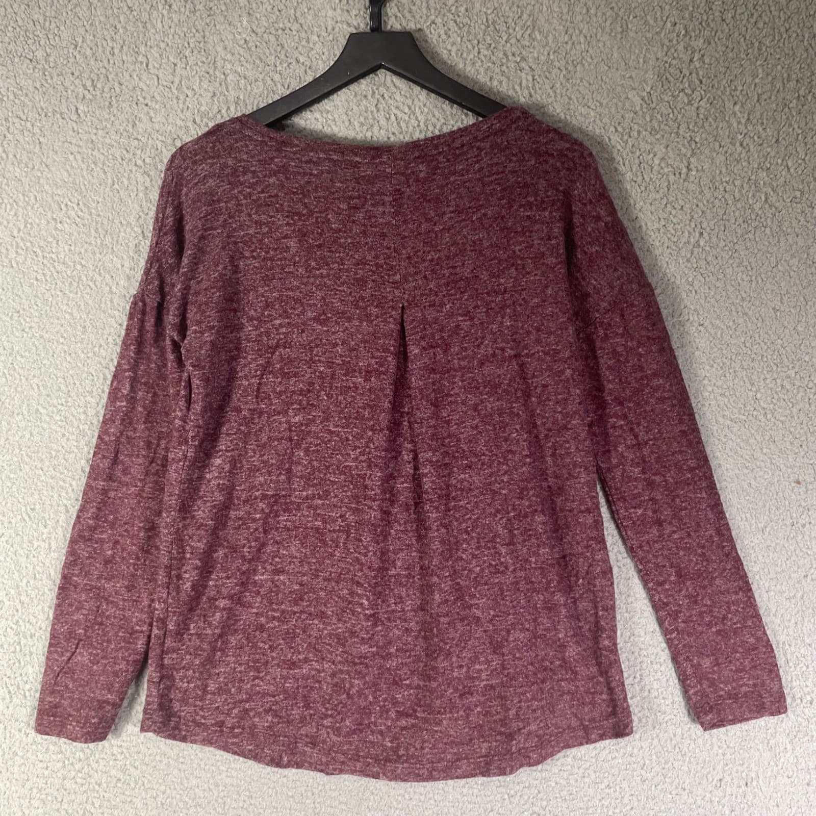 A New Day Womens NWT Burgundy Knit Top Size S Long Sleeve Lightweight Tee - Thumbnail 8