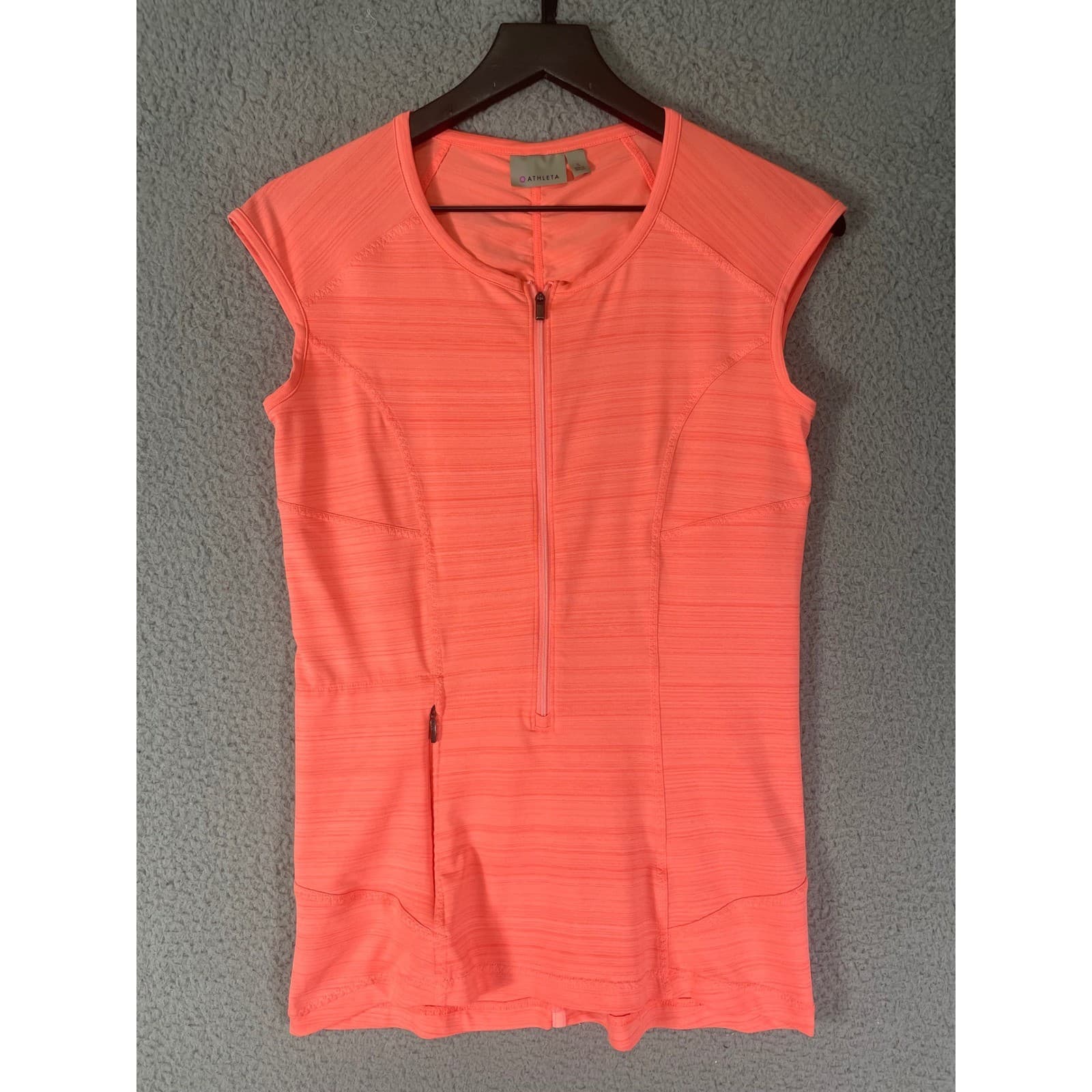 Athleta Pacifika Tank Womens S Coral Pink UPF 50 Zip Athletic Running Top - Thumbnail 5