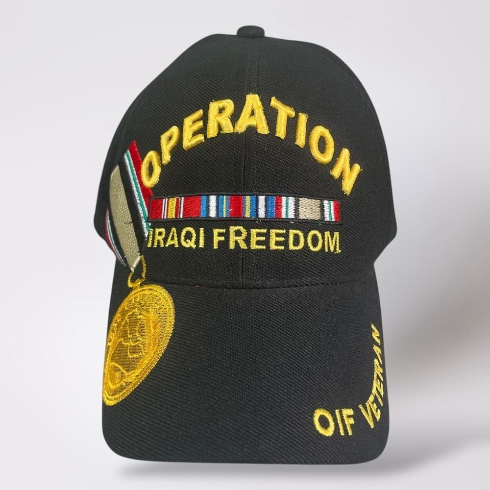 Operation Iraqi Freedom Veteran Baseball Hat Black OIF Military Snapback Cap - Thumbnail 2