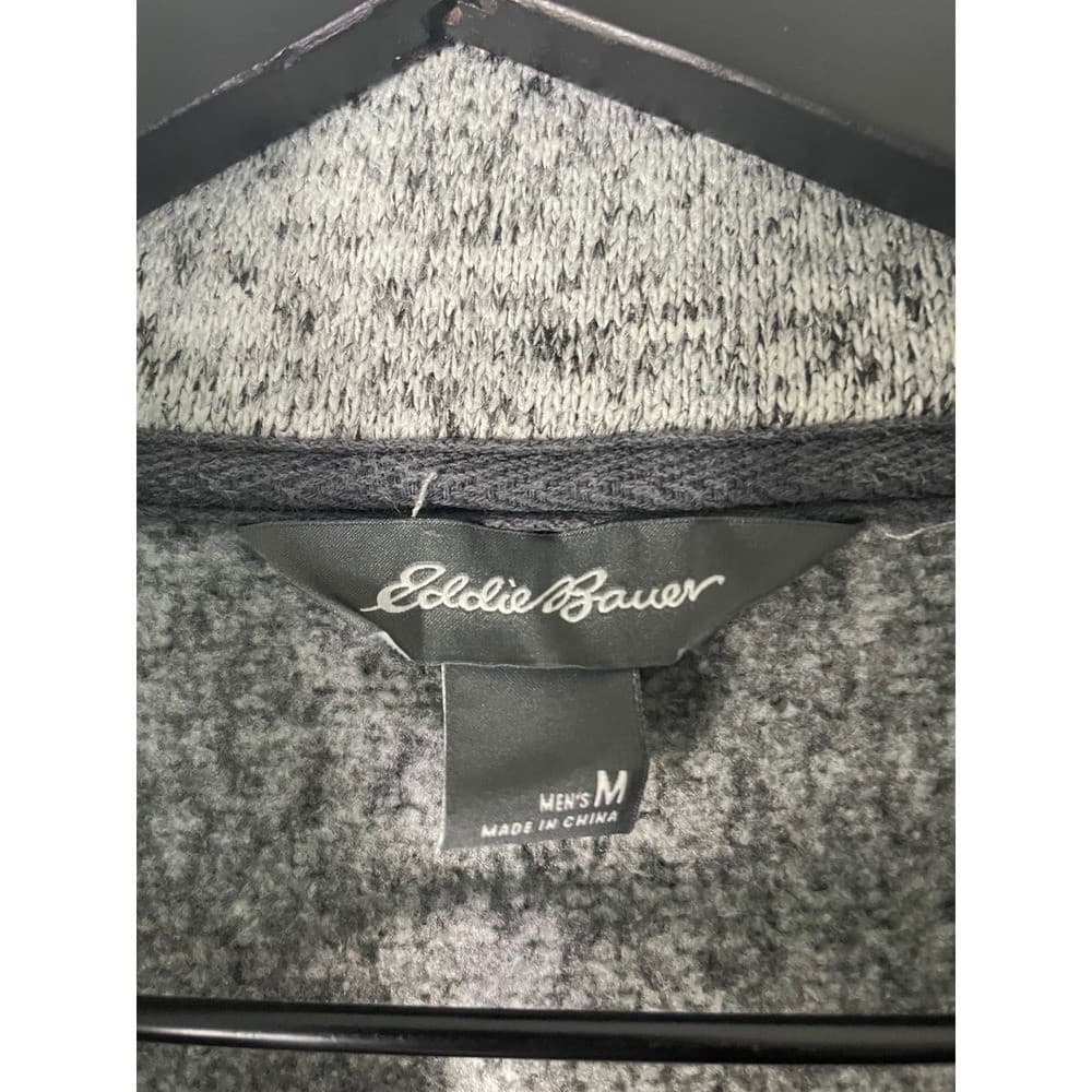 Eddie Bauer Men's M Radiator Fleece Snap Mock Pullover Gray Marled Sweater - Thumbnail 8