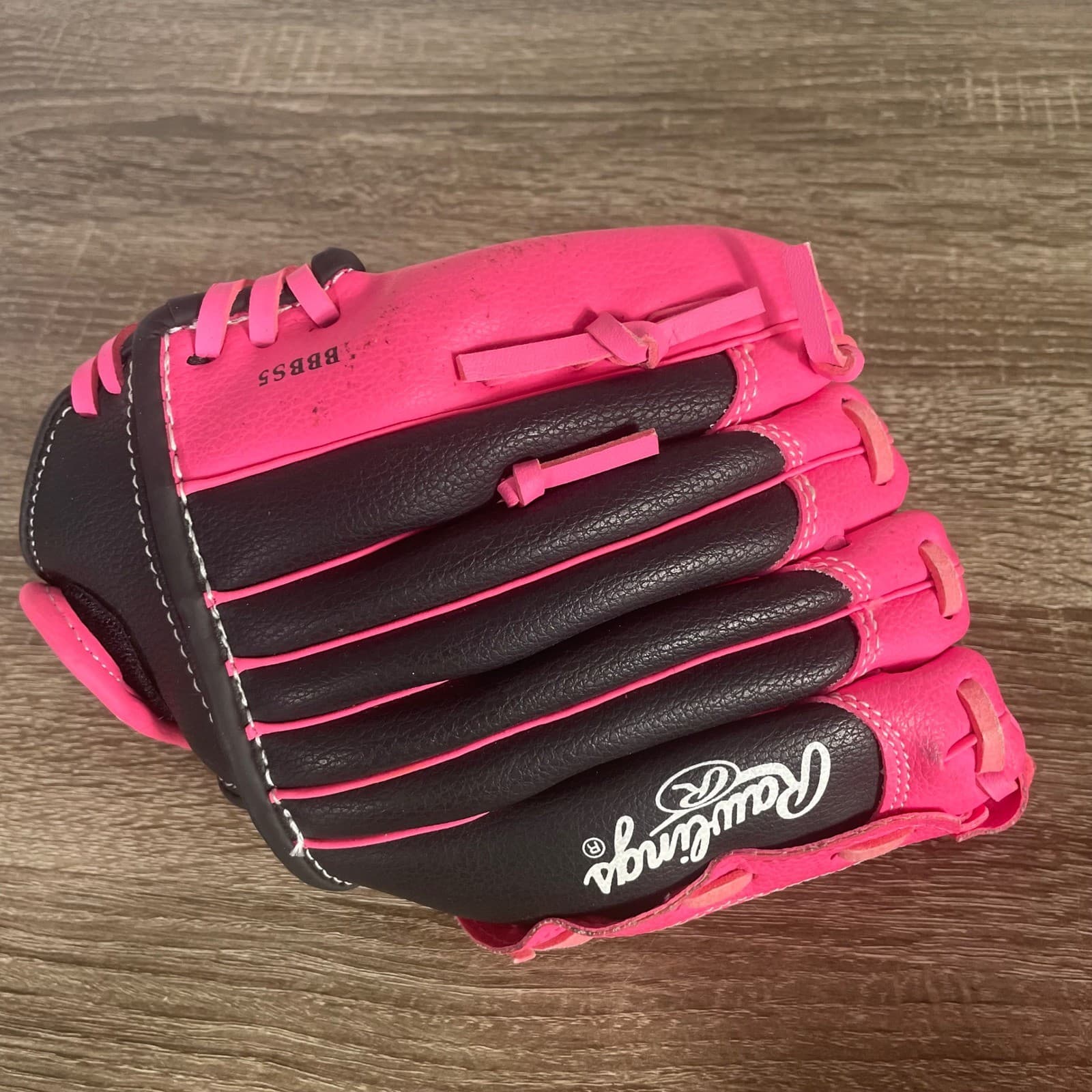 Rawlings Storm ST10BP 10in Youth Softball Glove Pink Black Basket Web RHT - Thumbnail 5