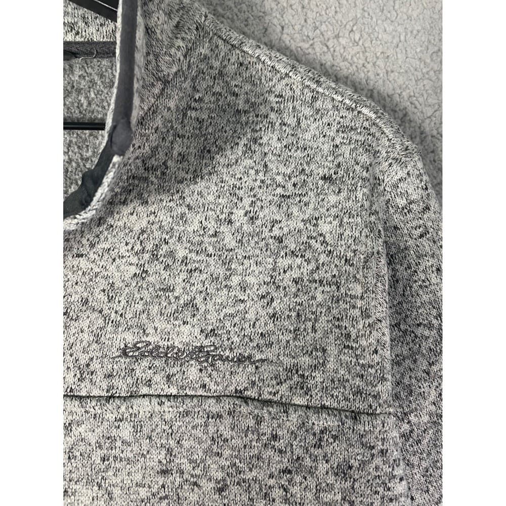 Eddie Bauer Men's M Radiator Fleece Snap Mock Pullover Gray Marled Sweater - Thumbnail 7