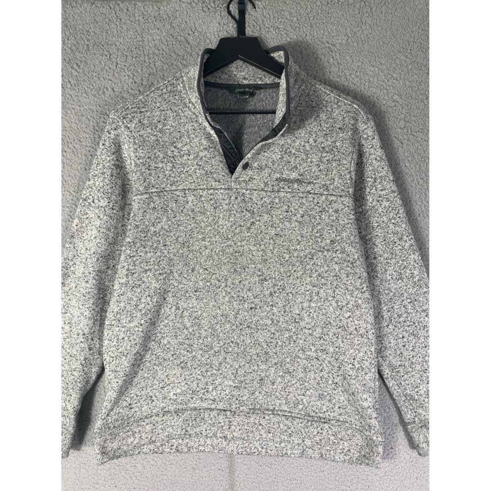 Eddie Bauer Men's M Radiator Fleece Snap Mock Pullover Gray Marled Sweater - Thumbnail 5