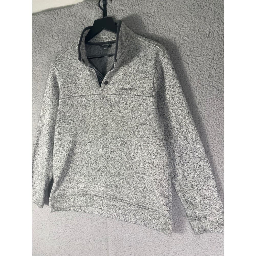 Eddie Bauer Men's M Radiator Fleece Snap Mock Pullover Gray Marled Sweater - Thumbnail 4