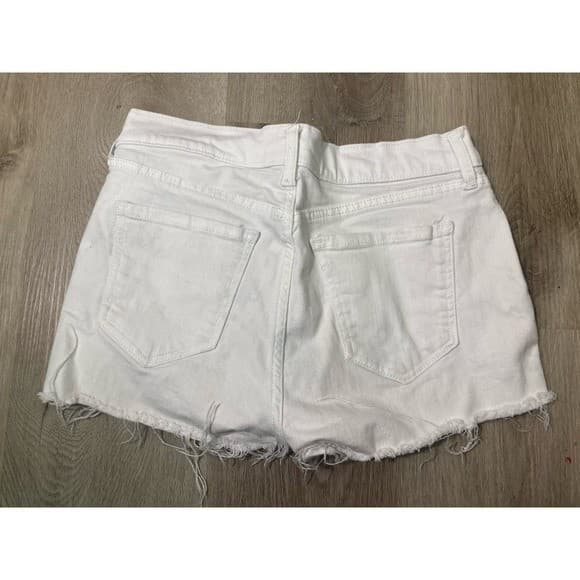Old Navy Boyfriend Shorts Mid Rise Distressed White Shortie Women's Casual - Thumbnail 10