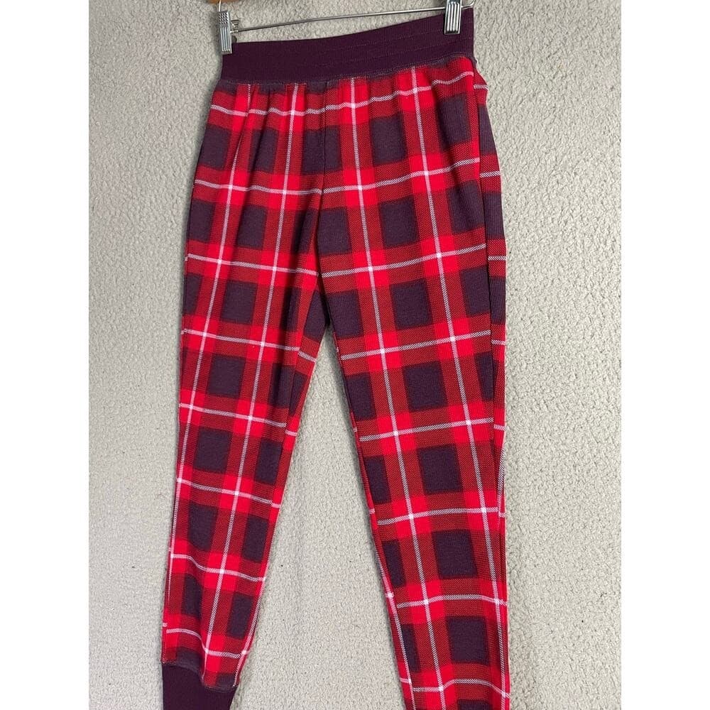 Gilligan & O'Malley Red Plaid Pajama Jogger Pants NWT XS Cozy Holiday Lounge NEW - Thumbnail 9
