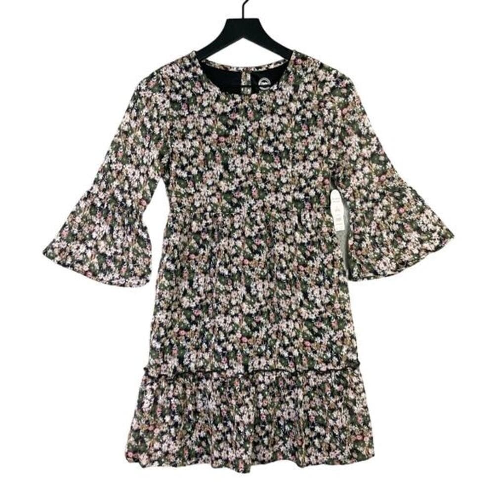 Wonder Nation Girls Floral Mini Dress Bell Sleeves Size L Multicolor NEW - Thumbnail 2
