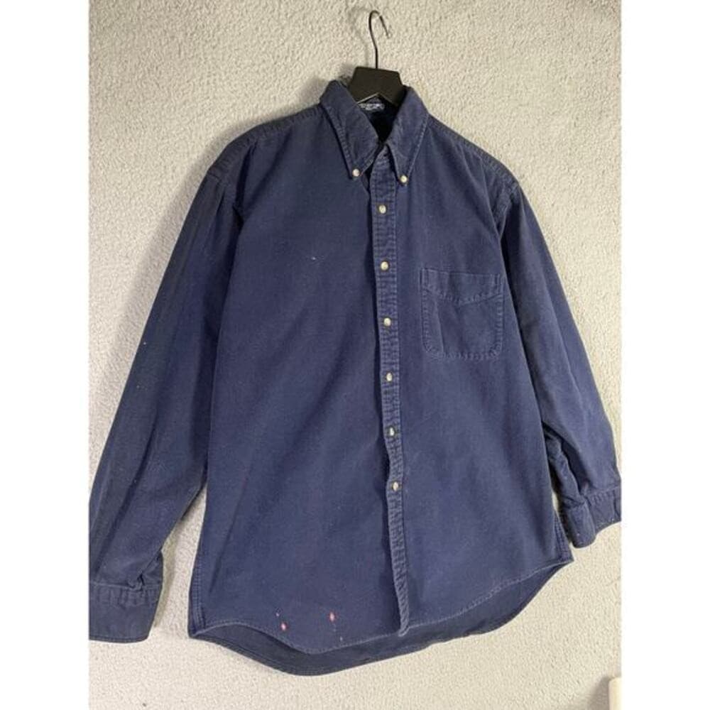 Vintage Britches Great Outdoors Men's Navy Blue Cotton Button-Up Shirt L Casual - Thumbnail 9
