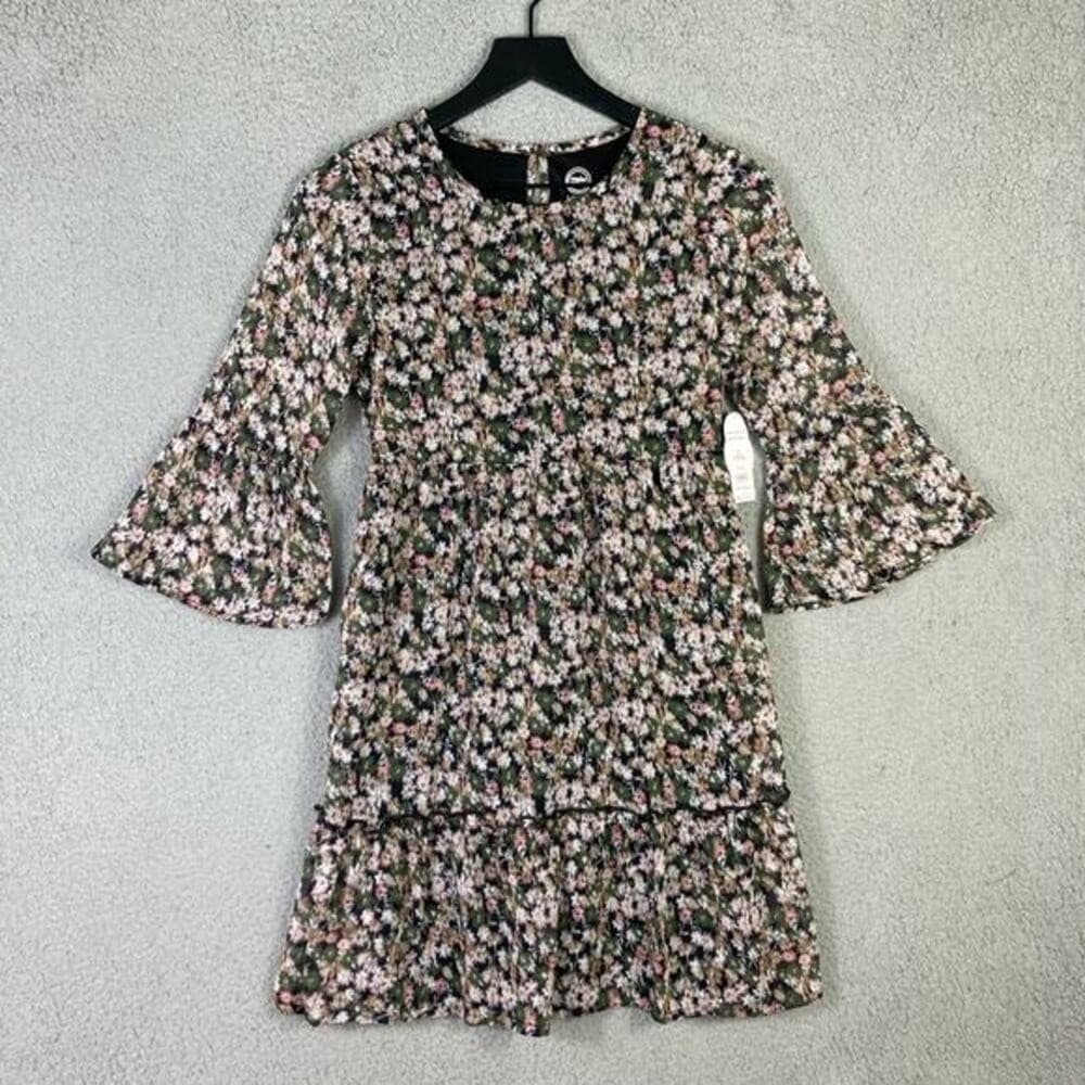 Wonder Nation Girls Floral Mini Dress Bell Sleeves Size L Multicolor NEW - Thumbnail 3