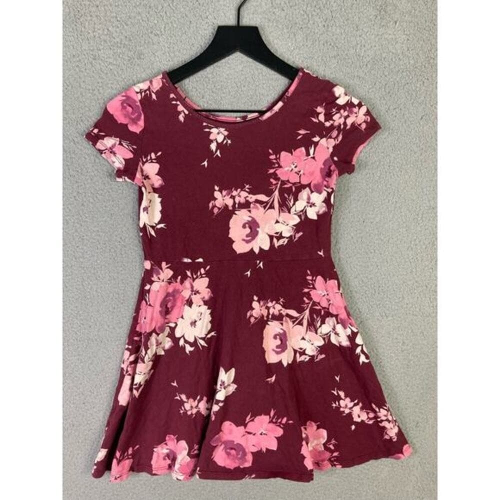 The Children's Place Girls Floral Fit & Flare Dress Size L Multicolor Red Pink - Thumbnail 5