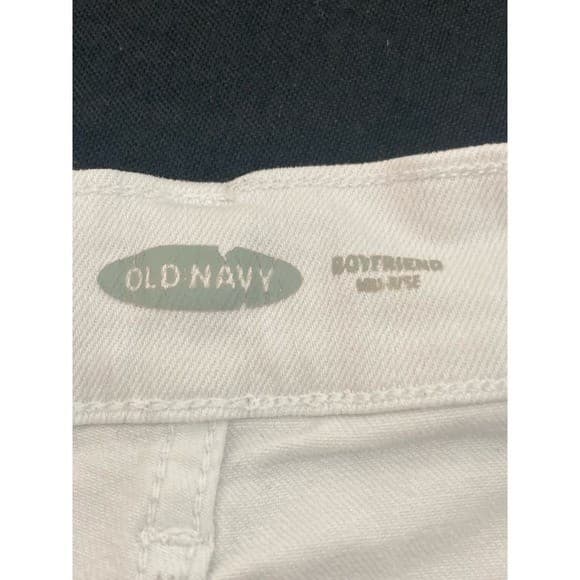 Old Navy Boyfriend Shorts Mid Rise Distressed White Shortie Women's Casual - Thumbnail 3