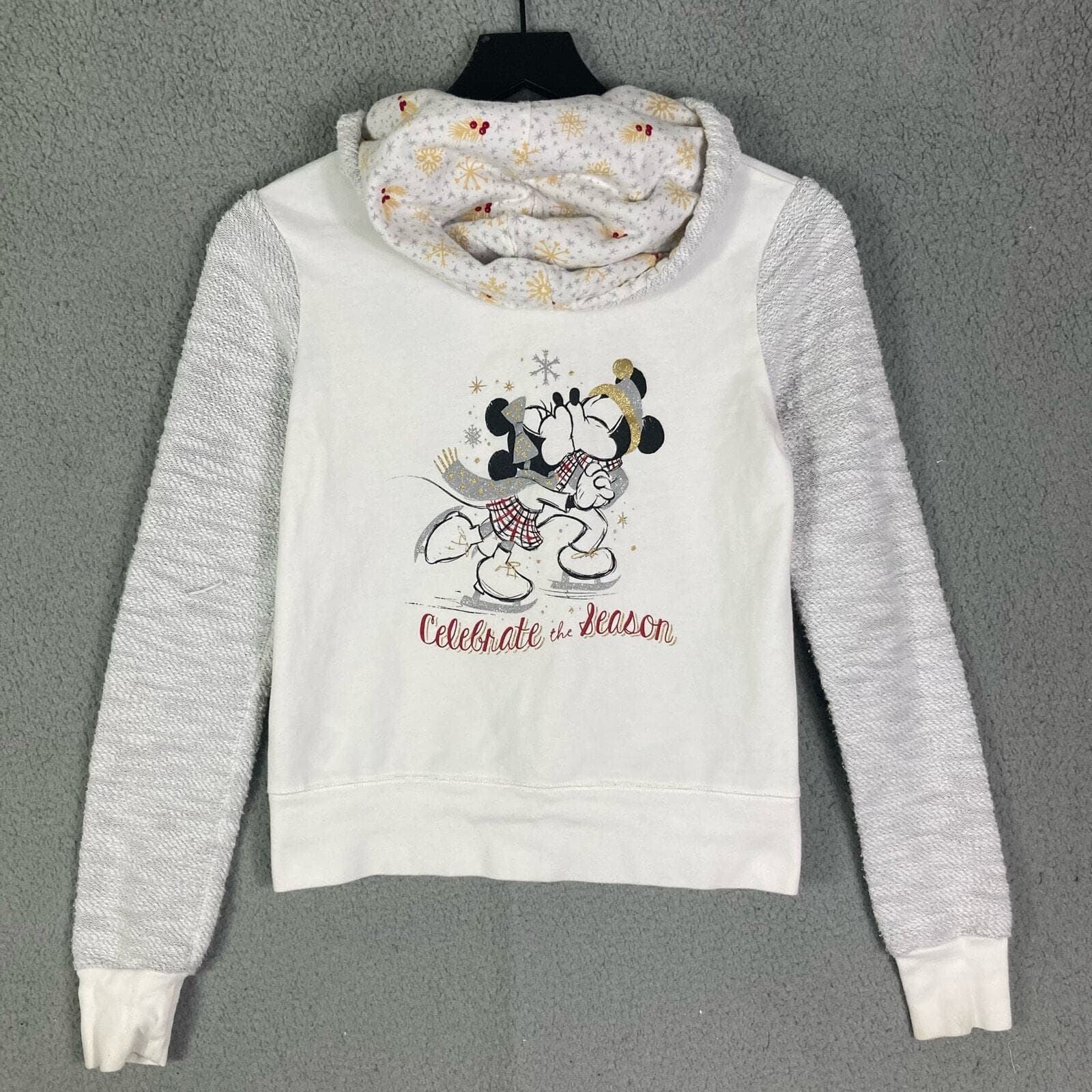 Disney Mickey Mouse Christmas Zip Hoodie Kids XSmall White Holiday Gift Cozy - Thumbnail 9