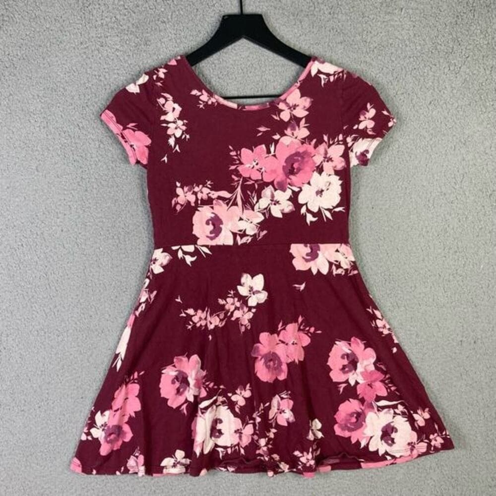 The Children's Place Girls Floral Fit & Flare Dress Size L Multicolor Red Pink - Thumbnail 7