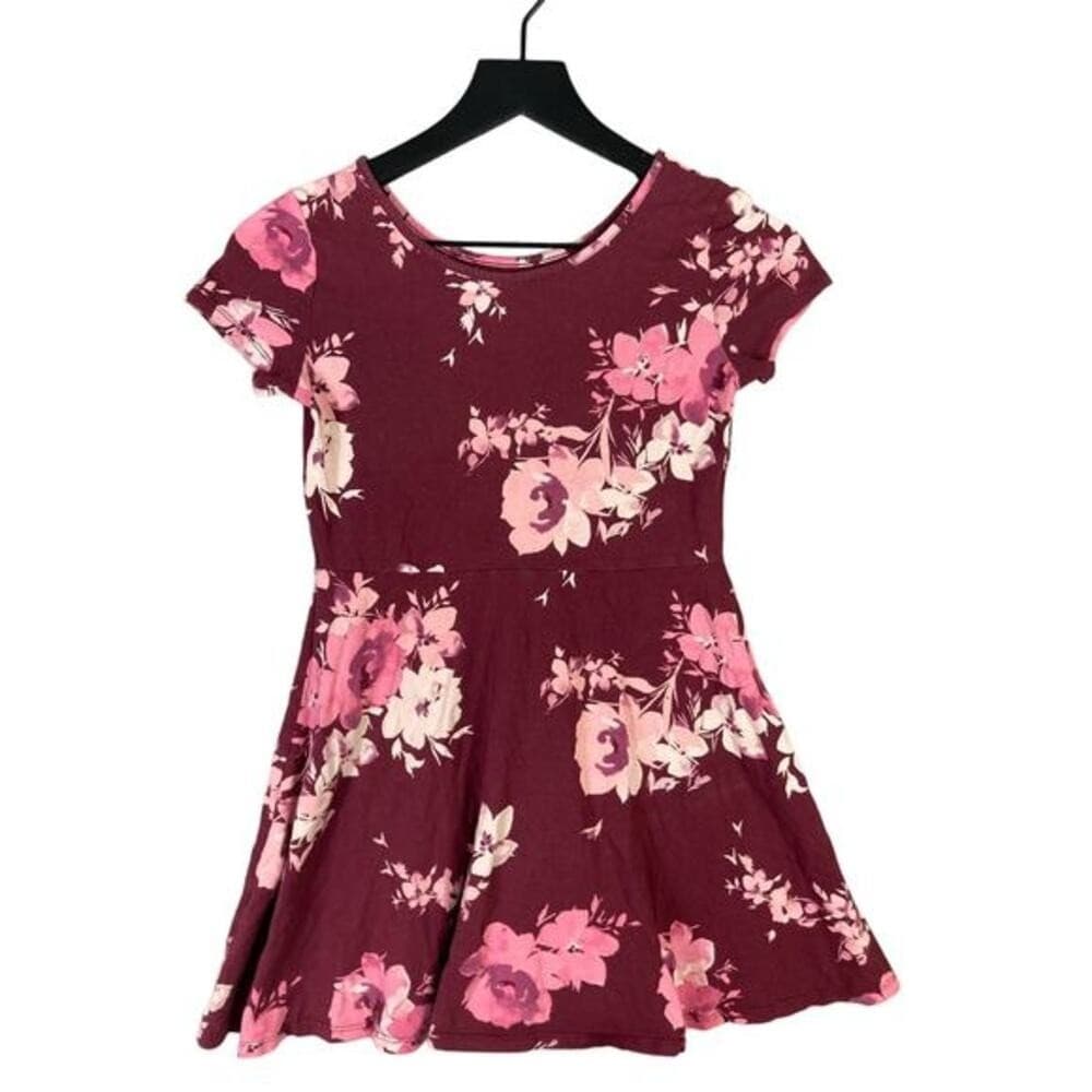 The Children's Place Girls Floral Fit & Flare Dress Size L Multicolor Red Pink - Thumbnail 4