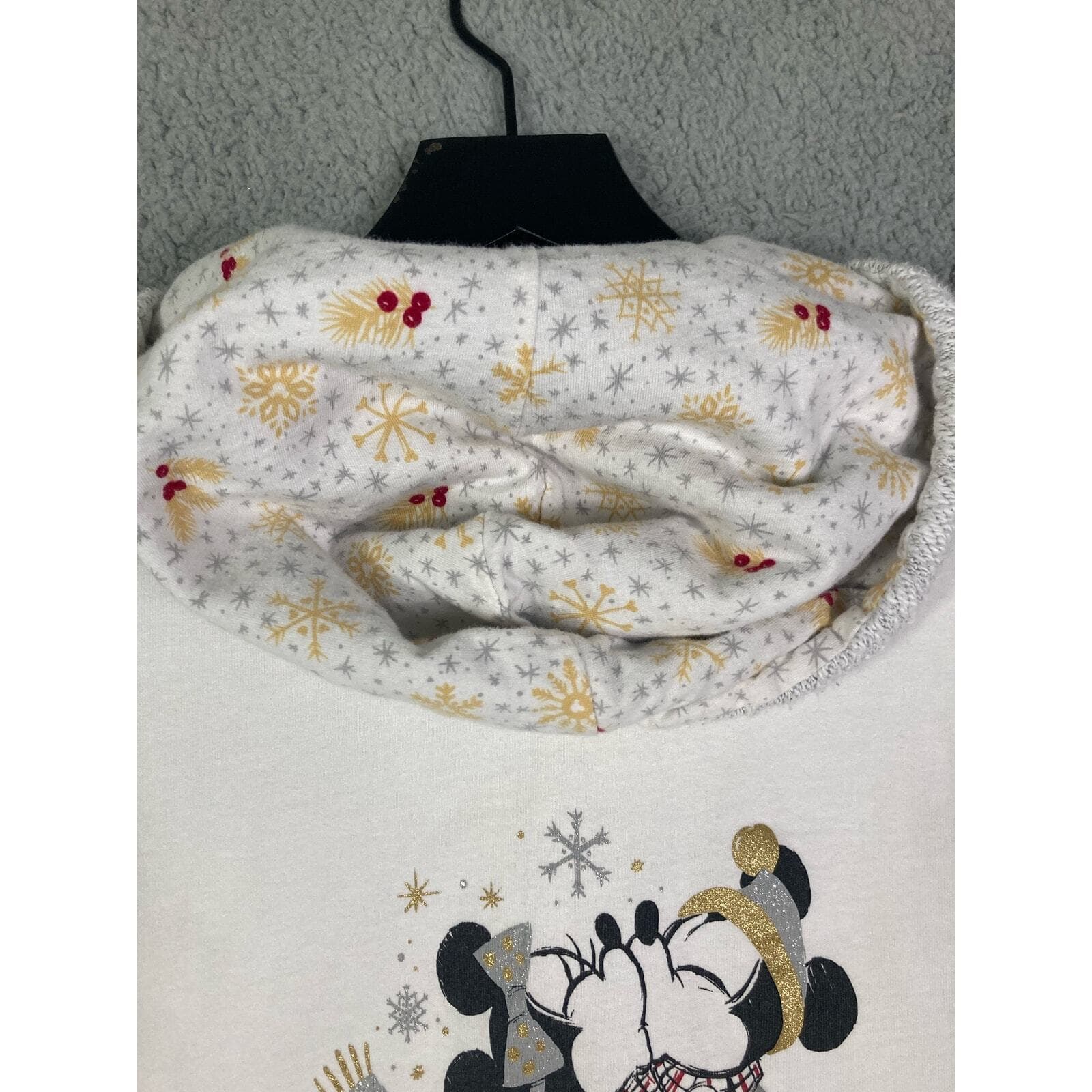 Disney Mickey Mouse Christmas Zip Hoodie Kids XSmall White Holiday Gift Cozy - Thumbnail 10