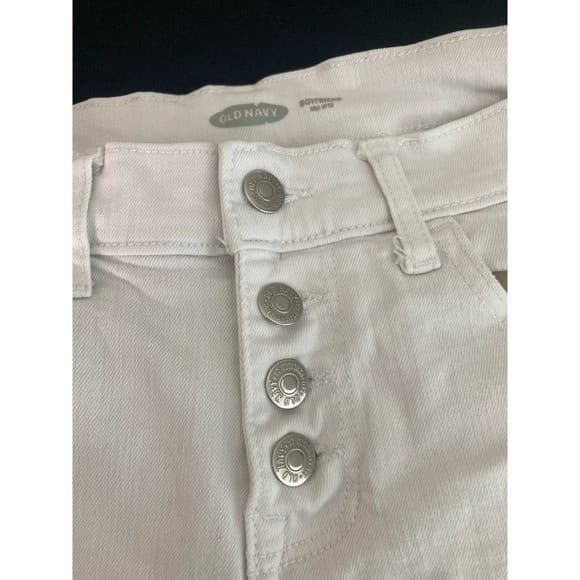 Old Navy Boyfriend Shorts Mid Rise Distressed White Shortie Women's Casual - Thumbnail 5